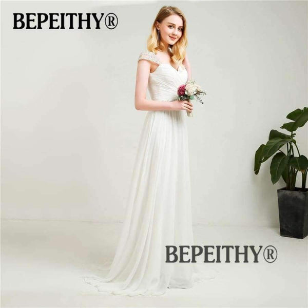 Planet Gates Sleeves Chiffon Wedding Dresses 2018 With Belt New Arrival Vintage Beach Bridal Dresses Hot Sale
