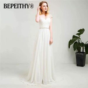 Planet Gates Sleeves Chiffon Wedding Dresses 2018 With Belt New Arrival Vintage Beach Bridal Dresses Hot Sale