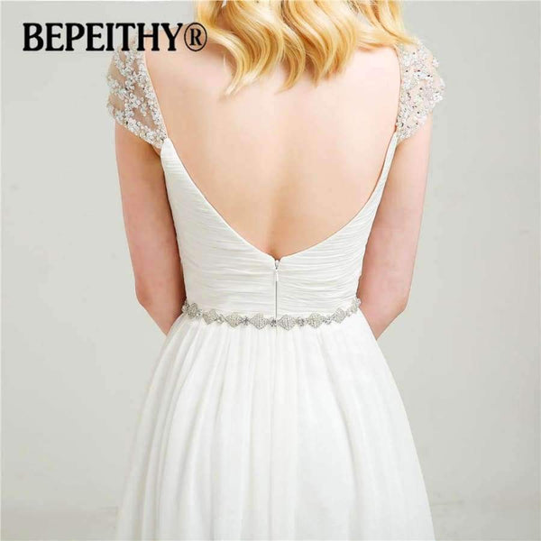 Planet Gates Sleeves Chiffon Wedding Dresses 2018 With Belt New Arrival Vintage Beach Bridal Dresses Hot Sale
