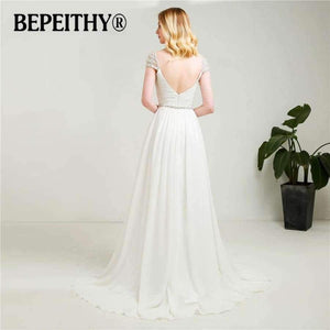 Planet Gates Sleeves Chiffon Wedding Dresses 2018 With Belt New Arrival Vintage Beach Bridal Dresses Hot Sale