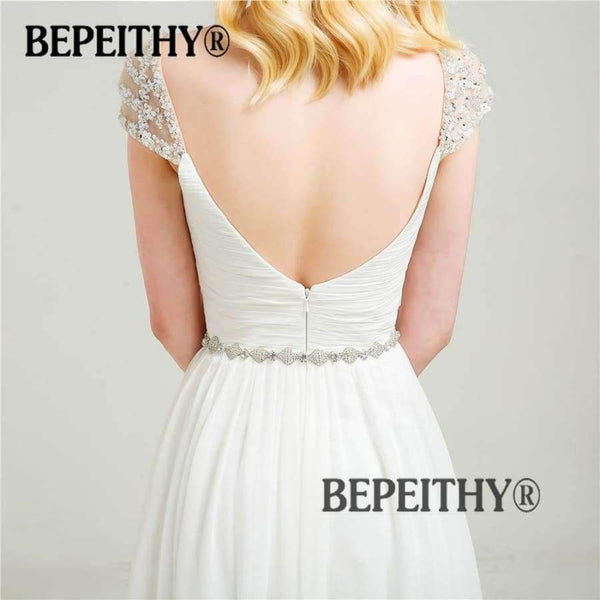 Planet Gates Sleeves Chiffon Wedding Dresses 2018 With Belt New Arrival Vintage Beach Bridal Dresses Hot Sale