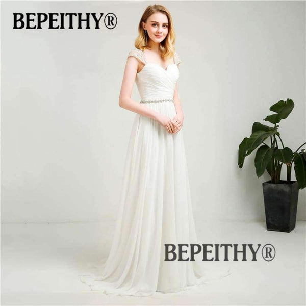Planet Gates Sleeves Chiffon Wedding Dresses 2018 With Belt New Arrival Vintage Beach Bridal Dresses Hot Sale