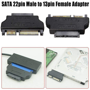 Planet Gates Slimline SATA Adapter Serial ATA 7+15 22pin Male to Slim 7+6 13pin Female Adapter for Desktop Laptop HDD CD-ROM Hard Disk Drive