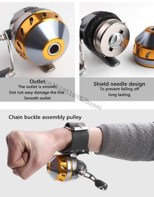 Planet Gates Slingshot fishing Reel Spinning Hand Wheel 2 BBCatapult Outdoor Hunting Closed Reel With Line