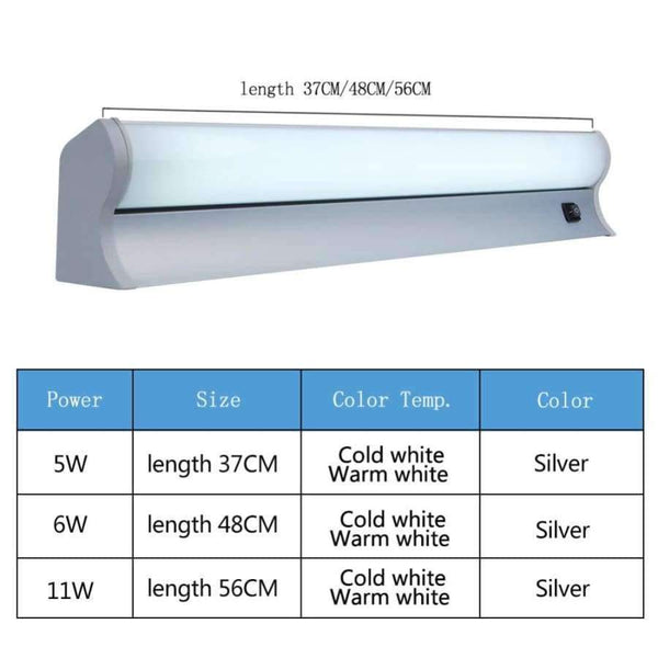 Planet Gates Sliver 5W 37CM / Cold White LED Mirror Light Wall Lamp with Switch Modern Sconce Waterproof 5W 11W Indoor  Decor Lighting Fixture Makeup Bathroom 220V 110V