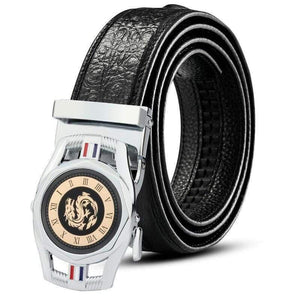 Cow Leather Men's Belt Luxury Crocodile Skin Texture High Quality   Male Leather Belt For Business Suit Automatic Buckle