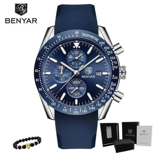 Planet Gates Sliver Blue Men Watch Business Full Steel Quartz Top Brand Luxury Casual Waterproof Sports Male Wristwatch Relogio Masculino