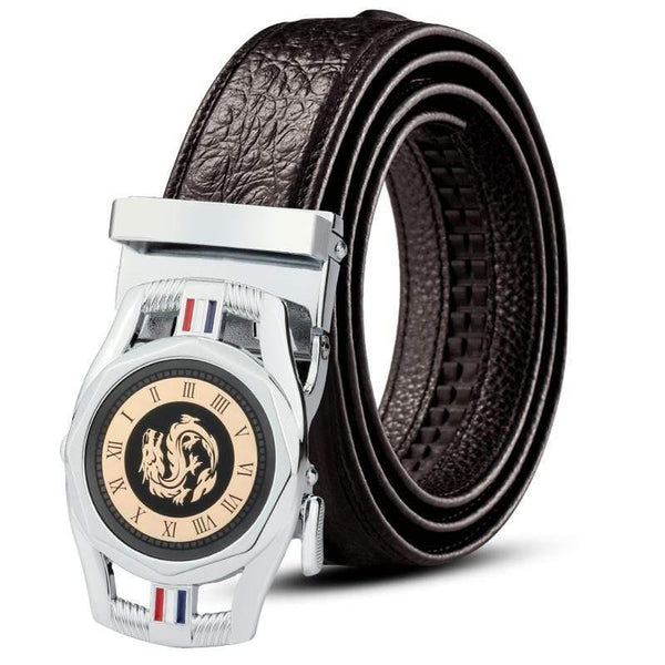 Cow Leather Men's Belt Luxury Crocodile Skin Texture High Quality   Male Leather Belt For Business Suit Automatic Buckle