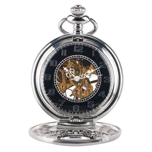 Planet Gates Sliver Pocket Watch Retro Silver Exquisite Necklace Classic Pendant Mechanical Hollow Women Skeleton Gift
