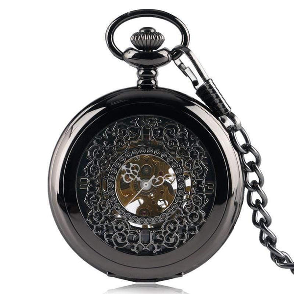 Planet Gates Sliver Pocket Watch Retro Silver Exquisite Necklace Classic Pendant Mechanical Hollow Women Skeleton Gift