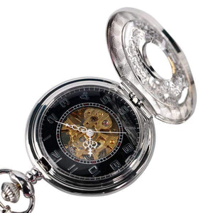 Planet Gates Sliver Pocket Watch Retro Silver Exquisite Necklace Classic Pendant Mechanical Hollow Women Skeleton Gift