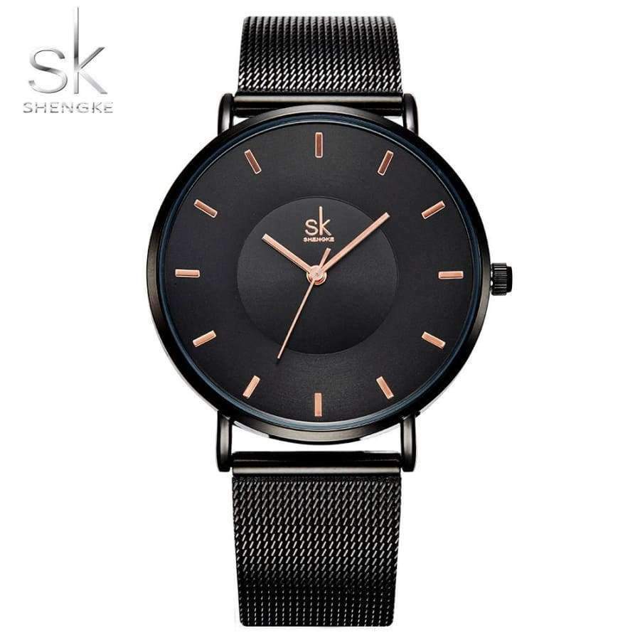 Planet Gates sliver Shengke Fashion Black Women Watches 2017 High Quality Ultra thin Quartz Watch Woman Elegant Dress Ladies Watch Montre Femme SK