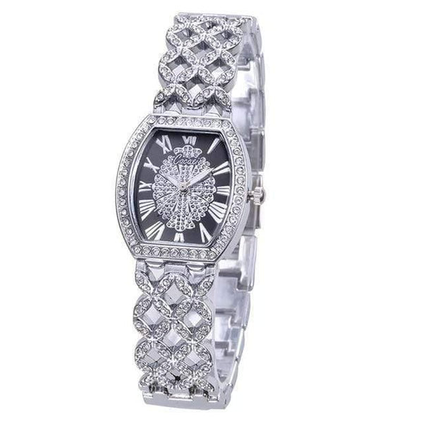 Planet Gates Slivery Ladies Diamond Bracelet Watches Set 2 pcs Women Luxury Fashion Flamboyant Dial Little Diamonds Watch Female C