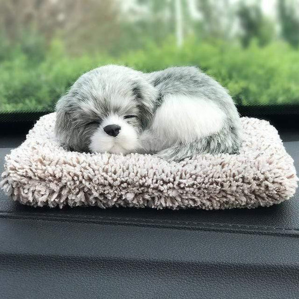 Planet Gates Small 1 Car Ornament ABS Plush Dogs Decoration Simulation Sleeping Dog Toy Automotive Dashboard Decor Ornaments Cute Auto Accessories