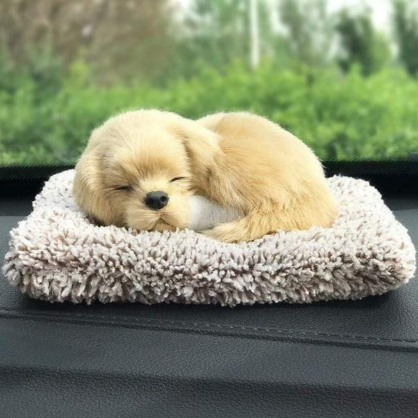 Planet Gates Small 2 Car Ornament ABS Plush Dogs Decoration Simulation Sleeping Dog Toy Automotive Dashboard Decor Ornaments Cute Auto Accessories