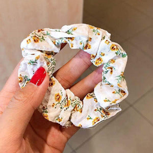 Women Elegant Print Flower Elastic Hair Bands Ponytail Holder Sweet Scrunchie Rubber Bands Hair Holder Fashion Hair Accessories