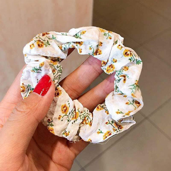 Women Elegant Print Flower Elastic Hair Bands Ponytail Holder Sweet Scrunchie Rubber Bands Hair Holder Fashion Hair Accessories