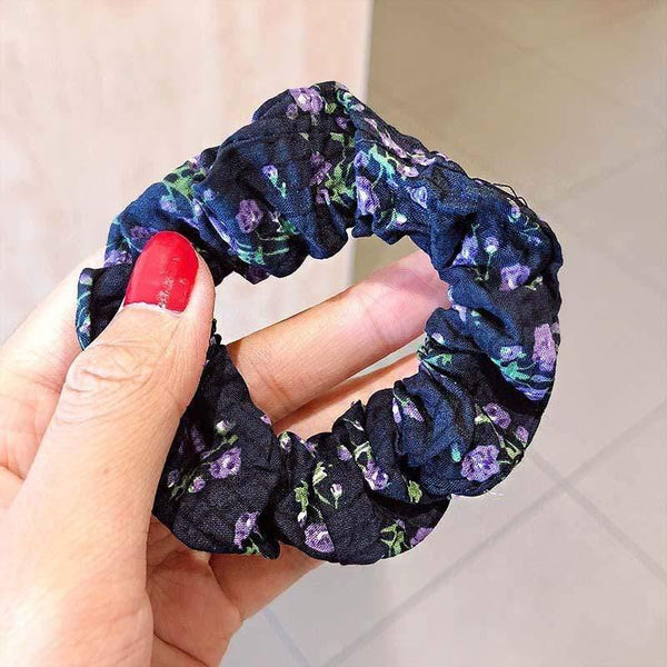 Women Elegant Print Flower Elastic Hair Bands Ponytail Holder Sweet Scrunchie Rubber Bands Hair Holder Fashion Hair Accessories
