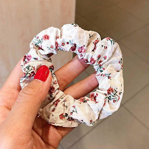 Women Elegant Print Flower Elastic Hair Bands Ponytail Holder Sweet Scrunchie Rubber Bands Hair Holder Fashion Hair Accessories