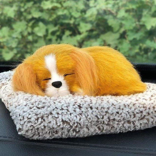 Planet Gates Small 5 Car Ornament ABS Plush Dogs Decoration Simulation Sleeping Dog Toy Automotive Dashboard Decor Ornaments Cute Auto Accessories