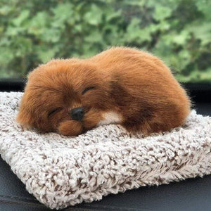 Planet Gates Small 7 Car Ornament ABS Plush Dogs Decoration Simulation Sleeping Dog Toy Automotive Dashboard Decor Ornaments Cute Auto Accessories