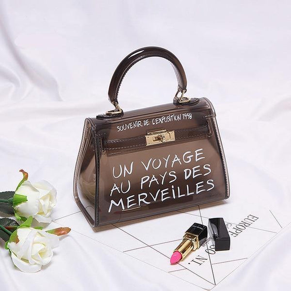 Planet Gates Small black Transparent PVC Women Messenger Bag Luxury Handbags Women Bags Designer Jelly Purse sac a main Bolsa Brand Leather Handbag