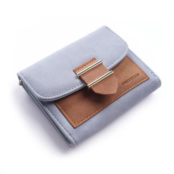 Planet Gates small-blue Women Wallet Female Middle Scrub PursesLeather Portefeuille Femme Carteira Feminina Patchwork  Card Holder Short Cartera Mujer