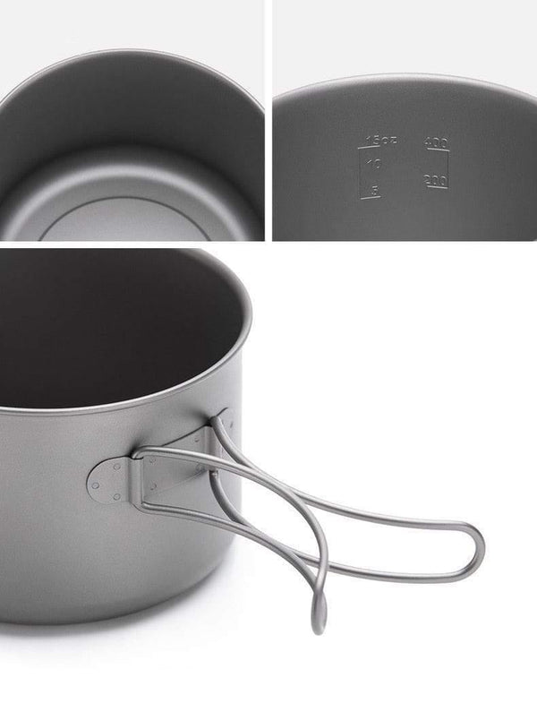 Planet Gates small Frying pan Outdoor Hiking Camping Picnic Tableware Titanium Pot Frying Pan Lightweight Camping Equipment 800ml 1250ml