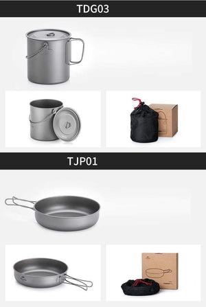 Planet Gates small Frying pan Outdoor Hiking Camping Picnic Tableware Titanium Pot Frying Pan Lightweight Camping Equipment 800ml 1250ml