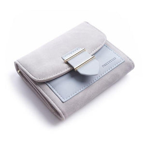 Planet Gates small-gray Women Wallet Female Middle Scrub PursesLeather Portefeuille Femme Carteira Feminina Patchwork  Card Holder Short Cartera Mujer