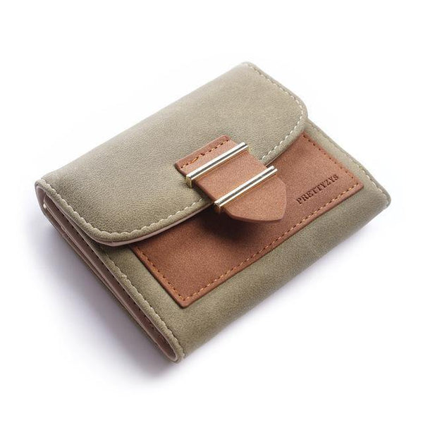 Planet Gates small-green Women Wallet Female Middle Scrub PursesLeather Portefeuille Femme Carteira Feminina Patchwork  Card Holder Short Cartera Mujer
