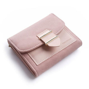 Planet Gates small-pink Women Wallet Female Middle Scrub PursesLeather Portefeuille Femme Carteira Feminina Patchwork  Card Holder Short Cartera Mujer