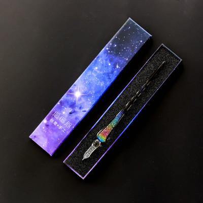 Planet Gates Small set Creative Starry sky Glass Pen Gold Powder ink Pen Glass Dip Pen For Writing Fountain pen set