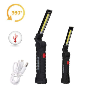 Planet Gates Small USB Rechargeable 5 Mode COB Flashlight LED Working Light Magnetic COB Torch Lanterna Hanging Hook Lamp Outdoor Camping