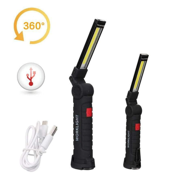 Planet Gates Small USB Rechargeable 5 Mode COB Flashlight LED Working Light Magnetic COB Torch Lanterna Hanging Hook Lamp Outdoor Camping