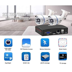 Planet Gates Smar 4CH 1080N 5 in 1 AHD DVR Kit CCTV System 2PCS 720P/1080P IR AHD Camera Outdoor Waterproof Day & Night Security Camera Kit