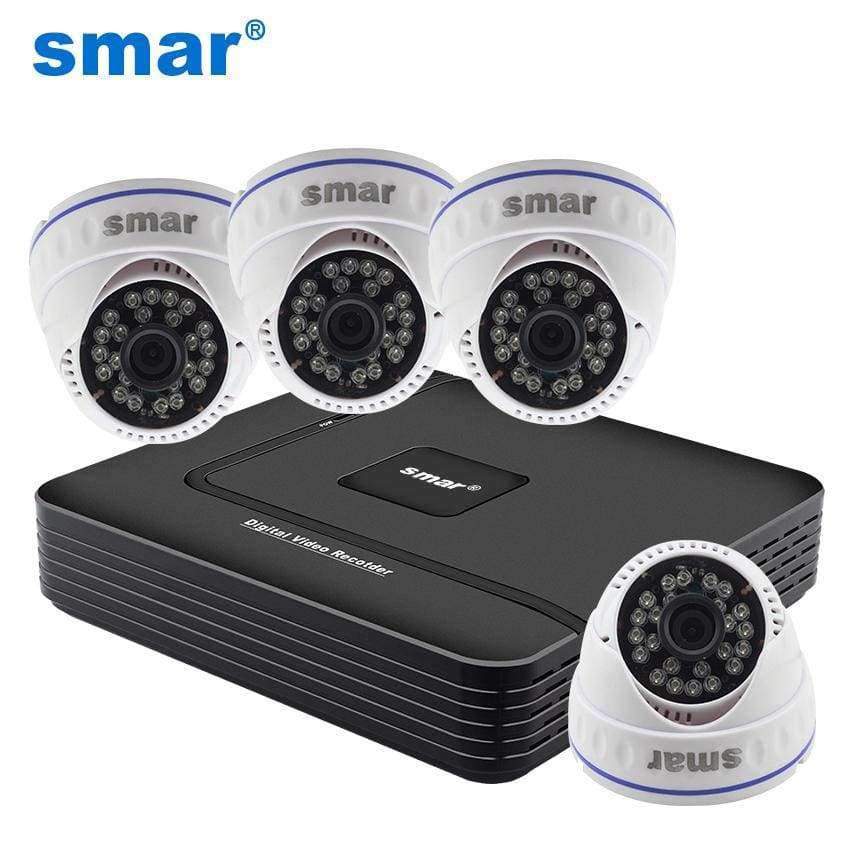 Planet Gates Smar Home Security Camera System Analog Standalone Kit 4 Channel CCTV DVR NVR AHD 4pcs 700TVL 24 Infrared LED Indoor Dome