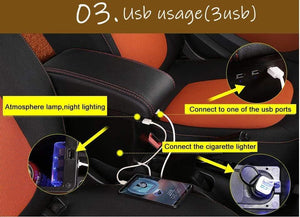 Planet Gates Smart for two armrest box universal car center console smart forfour caja  modification double raised with USB No assembly