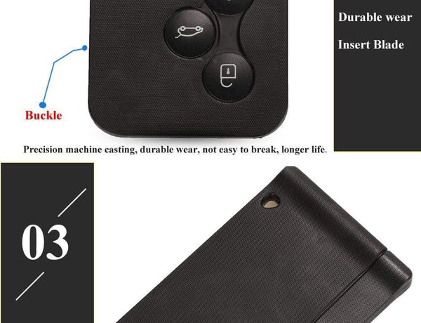 Planet Gates Smart Key Card for Renault Megane II Scenic II Grand Scenic 2003-2008 433mhz PCF7947 Chip ID46 3 Button Remote PCB Ultrasonic