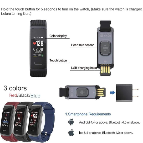 Planet Gates Smart Watch GT101 Waterproof Color Screen Fitness Tracker Heart Rate Monitor Call Reminder Smartwatch Men Women