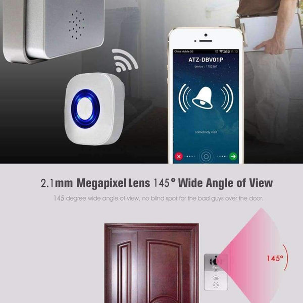 Planet Gates Smart WIFI Wireless Doorbell Two way Video Recorder Door Phone APPs Unlock and Communication Intercom system PIR alarm