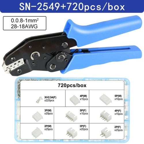 Planet Gates SN-2549 720H Crimping Pliers SN-48BS/2549 For Tab 2.8 4.8 6.3 XH2.54 SM2.5 DuPont2.54 Terminals Car Connector Wire Electrician Tools Set