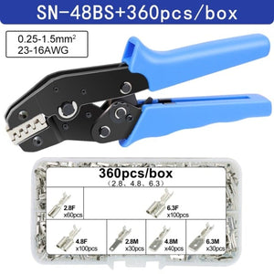 Planet Gates SN-48BS 360H Crimping Pliers SN-48BS/2549 For Tab 2.8 4.8 6.3 XH2.54 SM2.5 DuPont2.54 Terminals Car Connector Wire Electrician Tools Set