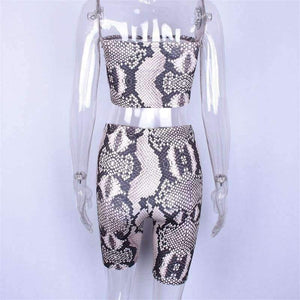 Planet Gates snakeskin / S Snake skin crop top sexy tank top shorts 2 pieces sets 2018 summer autumn women fashion elastic sportswear female set