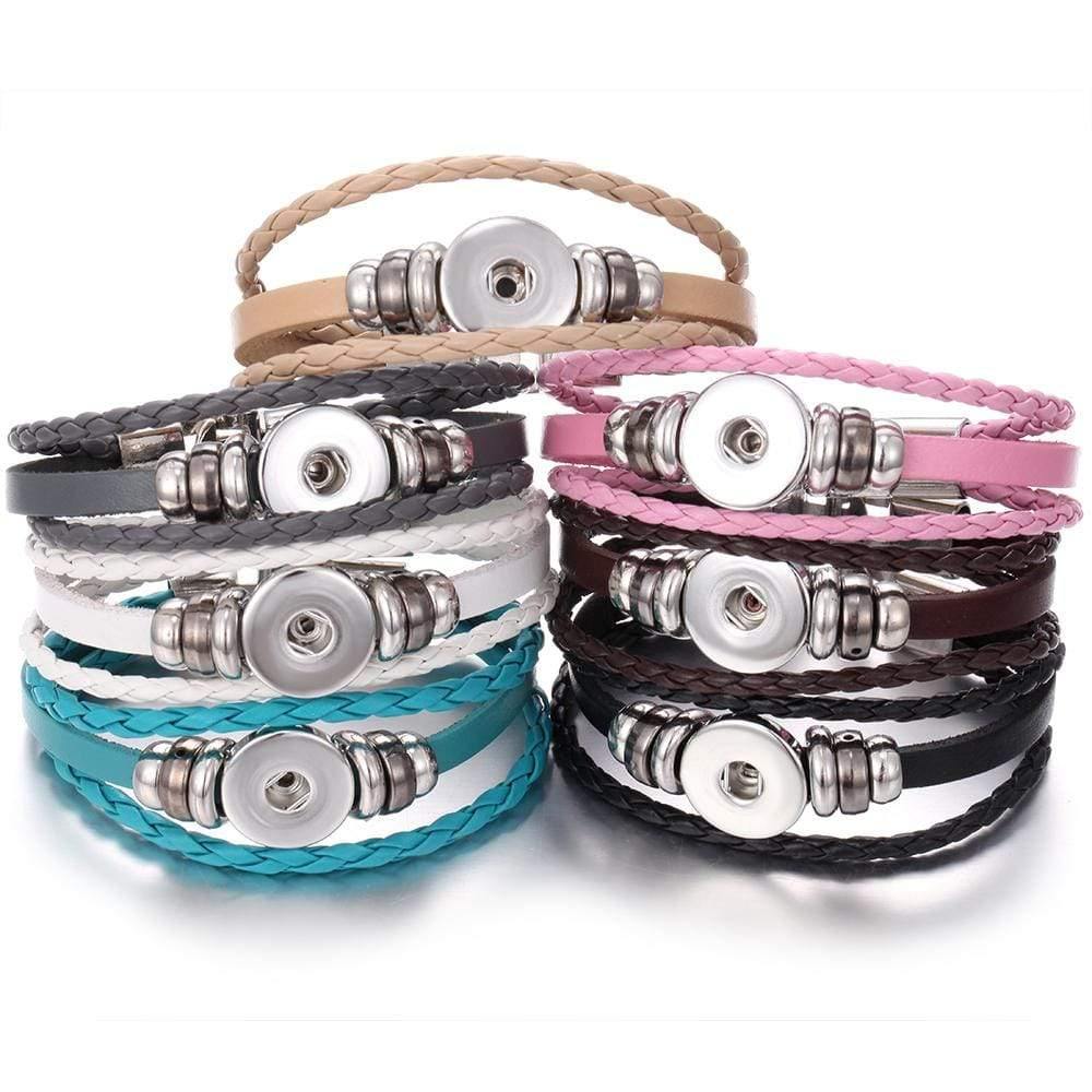 Planet Gates Snap Button Jewelry 18mm Vintage Leather Iron Buckle Snap Bracelet Fit Charm 18mm Snap Buttons Women Men Jewelry