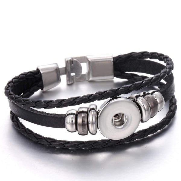 Planet Gates Snap Button Jewelry 18mm Vintage Leather Iron Buckle Snap Bracelet Fit Charm 18mm Snap Buttons Women Men Jewelry