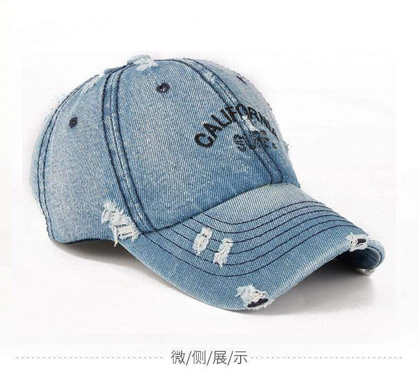 Planet Gates Snapback Women's Distressed Hole Embroidery Simple Baseball Cap For Men Female Outdoor Leisure Cowboy Hat