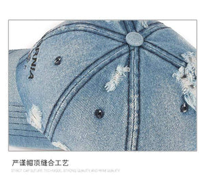 Planet Gates Snapback Women's Distressed Hole Embroidery Simple Baseball Cap For Men Female Outdoor Leisure Cowboy Hat