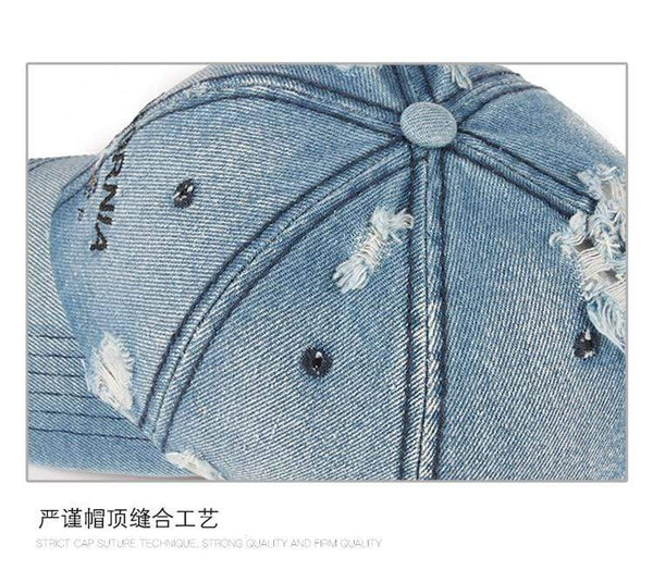 Planet Gates Snapback Women's Distressed Hole Embroidery Simple Baseball Cap For Men Female Outdoor Leisure Cowboy Hat