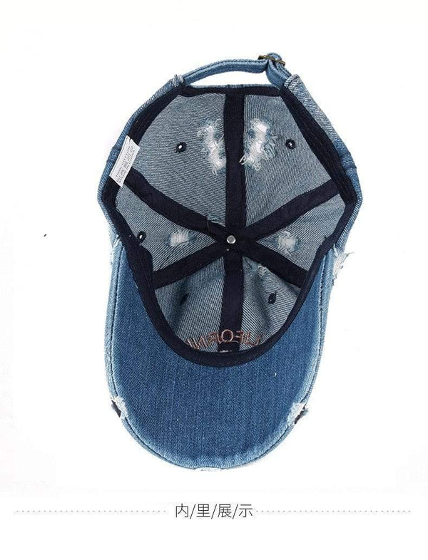 Planet Gates Snapback Women's Distressed Hole Embroidery Simple Baseball Cap For Men Female Outdoor Leisure Cowboy Hat